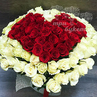 101 роза сердце (Premium) 60 см.